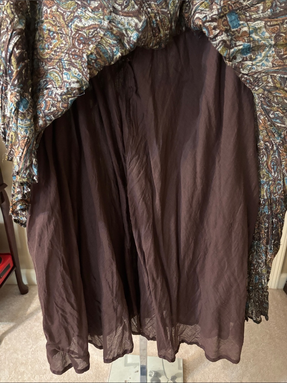 Boho Paisley Maxi Skirt in Brown and Teal - Picture 6 of 6